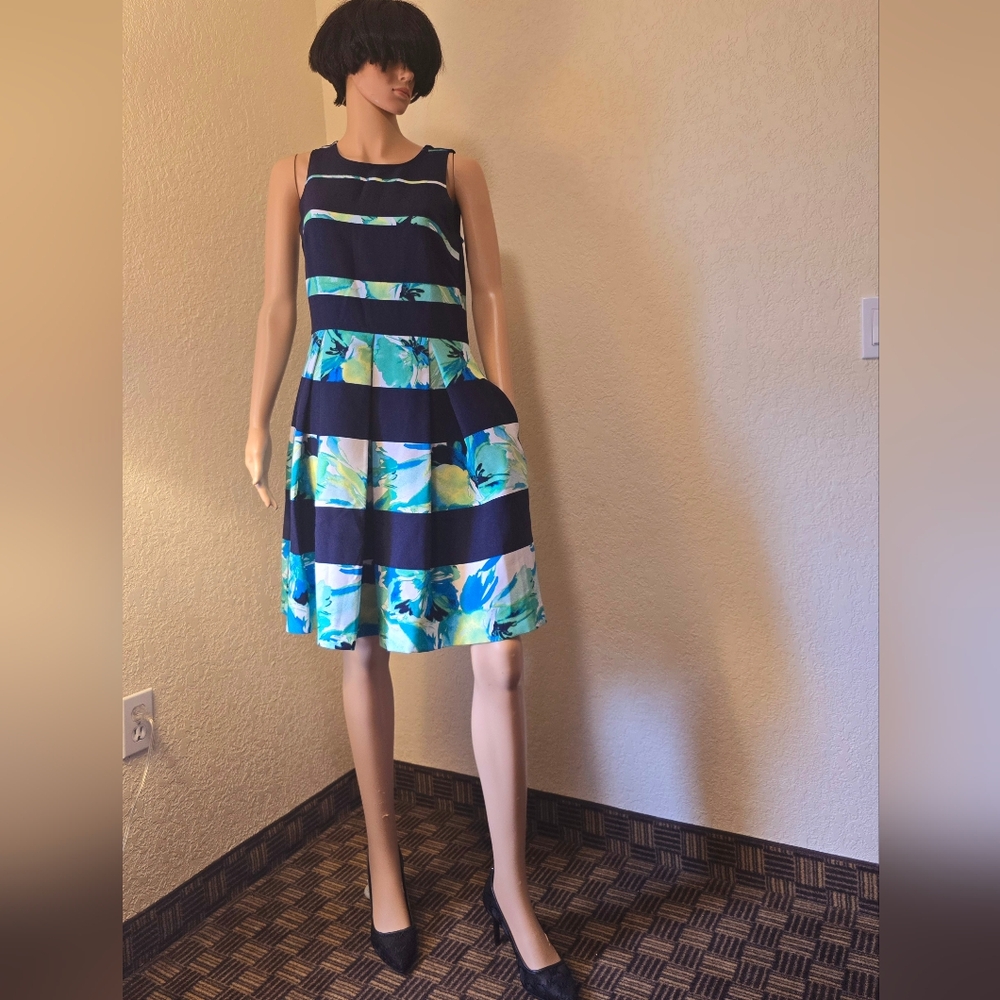 Gabby Skye Blue Sundress Sleeveless Crew Neck